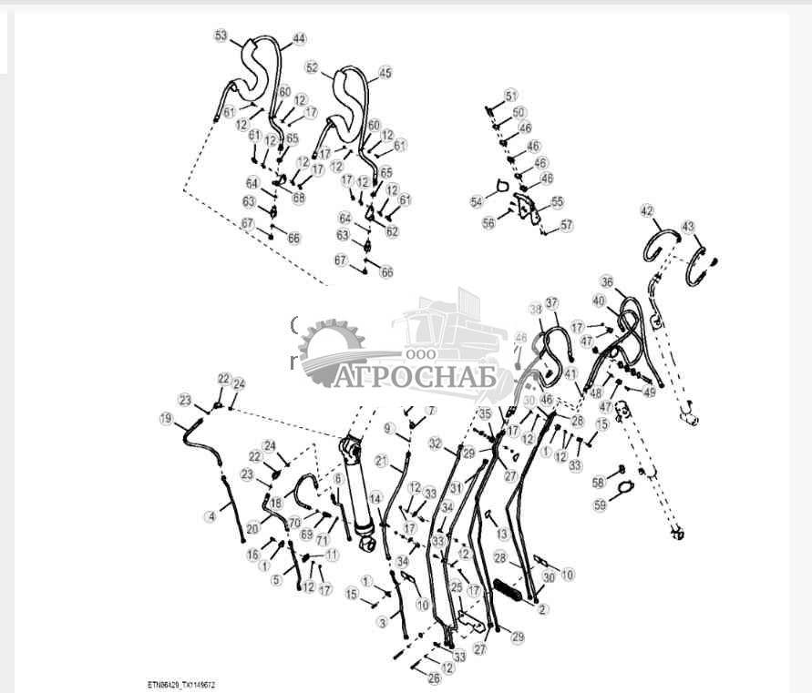 Гидравлическая система телескопической рукояти и вспомогательного оборудования, верхняя секция (244920 